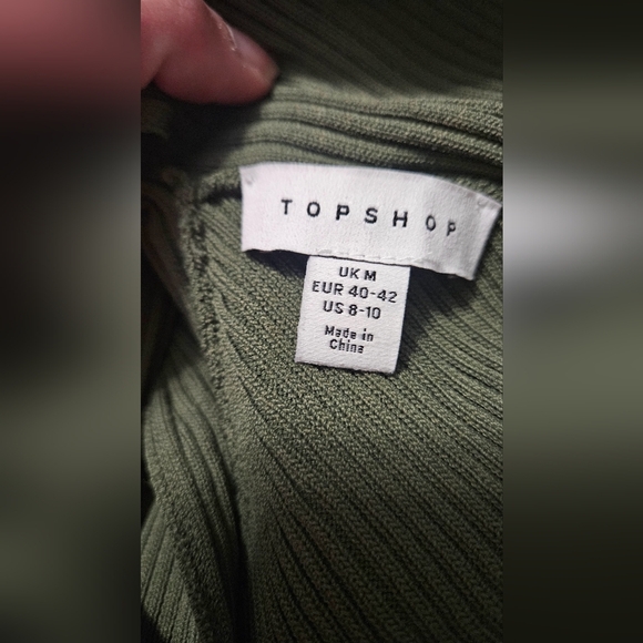 TOPSHOP Knit cross front midi dress in Olive Green. Size Medium - Picture 10 of 13